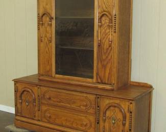 2 piece Oak China Cabinet w/Buffet