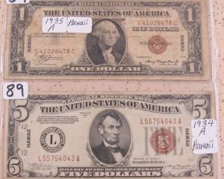 $1.00 & $5.00 Hawaii Notes