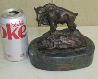 Bronze Buffalo Statue by Russell