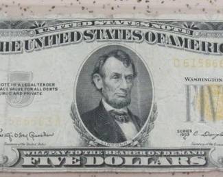 1953 C Yellow Seal $5.00 Note