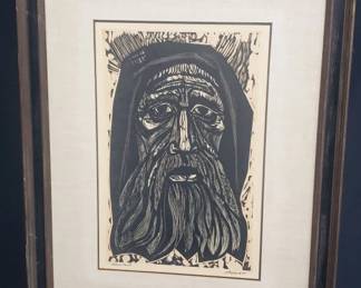 Irving Amen signed artist proof block print
