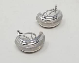18k white gold omega clip on earrings