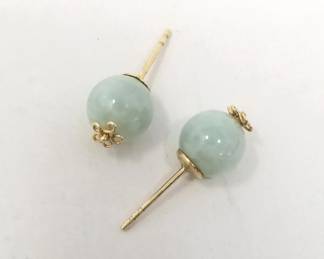 14k gold and jadeite stud earrings