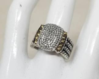 Sterling silver, 18k gold and diamond ring