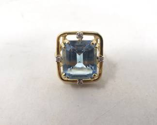 14k gold, topaz and diamond ring