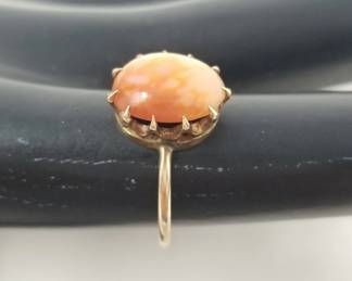 14k rose gold ring with coral stone