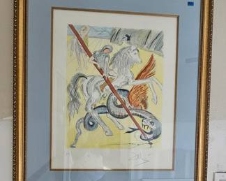 Salvador Dali "The Knight Errant", color etching based on an existing artwork, pencil signed by Dali, inscribed E.A.