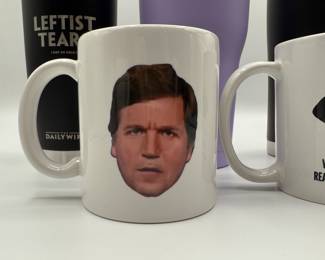 Fun Satire Drinkware - Including "Leftist Tears" "Tucker Carlson" and Donald Trump.