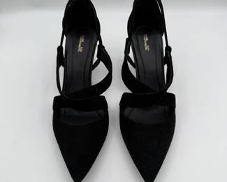 Diane Von Furstenberg Vera Cuoio Elegant Black Suede Pointed Toe Heels