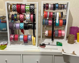 This is a huge collection to set up your crafting paradise! A desk, storage and a jump start with some yarn, beads, ribbons and other supplies. This item is in the basement workshop and winner must be prepared to remove and transport. 