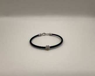 Set of Beautiful Steel Cable Bracelet with Sterling Silver and Diamond Accents