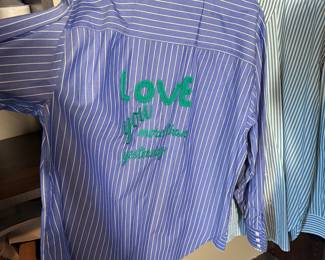 Huge collection of women’s blouses sizes medium and large. Beautiful sheer boho-chic sheer blouse, light as a feather Michael Stars blouse in a blush pink, button-up oxford shirts from Anthropologie and Ambercrombie and Fitch. Excellent used condition. 