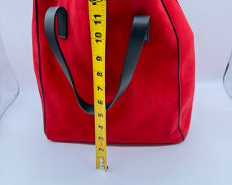 MARNI Red Suede Tote Bag with Black Leather Handles