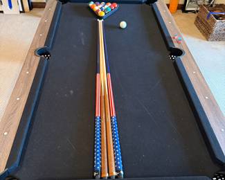 Classic Convertible Pool/PingPong Table with Colored Cues and Balls
