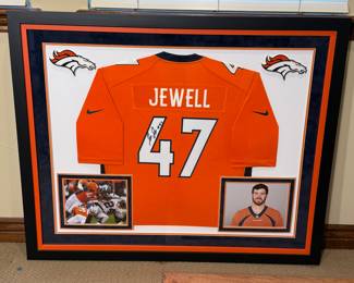Framed signed NFL jersey of Josey Jewell, #47, Denver Broncos. Includes photos and certificate of authenticity. See pictures for more details.