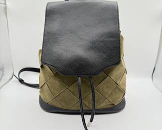 Rag & Bone Pilot Green Suede and Black Leather Backpack