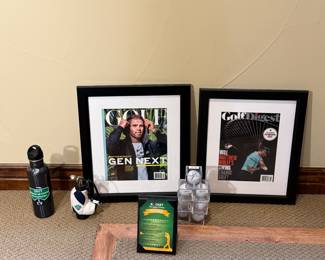 
This is a golf memorabilia collection including signed golf balls from: Cameron Yancey, Jeff Brehaut, Craig Stadler, Daniel Chopra, Mark Wiebe and A. Oberholser. 

Also included is a framed magazine cover featuring Matthew Wolf and his swing and Matthew Wolf and "Generation Next". 