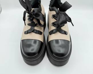 Marco Moreo Milano Italian Platform Oxfords - Stylish Black and Beige Shoes