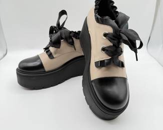 Marco Moreo Milano Italian Platform Oxfords - Stylish Black and Beige Shoes