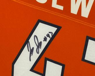 Framed signed NFL jersey of Josey Jewell, #47, Denver Broncos. Includes photos and certificate of authenticity. See pictures for more details.