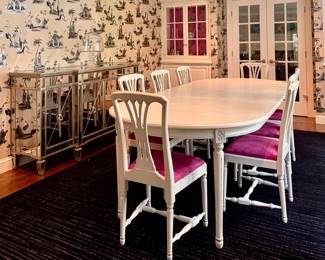 K.A. Roos, Helsingborg - Country Swedish Dining Table & 8 "Vegeholm" Chairs