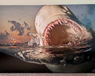 "Jaws" Stretched Canvas Print, Signed Deano