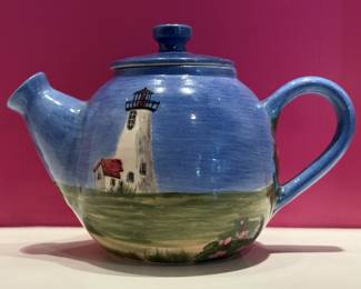 Hand Painted Lighthouse Teapot