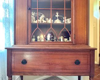 Antique Mahogany China Cabinet with Glass Doors and Display Shelves