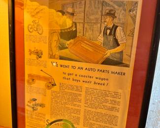 Framed Sears Roebuck Co. Saturday Evening Post Advertisement – Coaster Wagon Auto Parts Maker