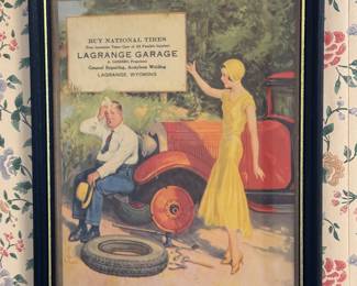 LaGrange Garage Wyoming Advertising Print – 1920s Car & Couple Scene