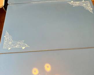 Mid-Century Blue Formica Drop-Leaf Table with Retro Chrome Legs