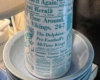 Miami Dolphins 1974 Super Bowl VIII Newspaper Stein – Miami Herald Sports Collector’s Mug