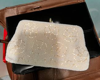 Embroidered beads purse clutch