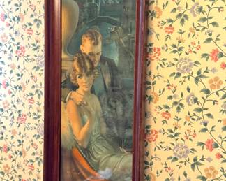 1920s Romantic Art Print – 'Honeymooning' Framed Wall Decor
