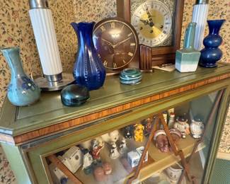 Mantel Clocks & Mid-Century Blue Glass Vase Collection – Retro Home Décor