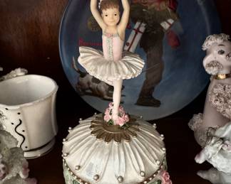 Ballerina Trinket Box with Pink Roses and Gold Accents