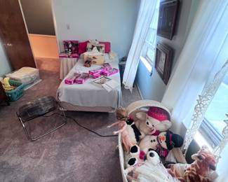 Children’s room filled with antique original dolls, Ty stuff animals, original art plus so much more