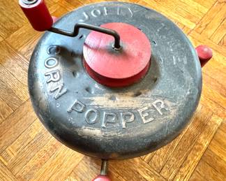 Jolly Time Corn Popper – Red & Black Hand-Crank Popcorn Maker – Mid-Century Kitchen Collectible