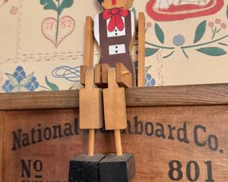 Wooden Pinocchio Figurine – Handcrafted Folk Art Puppet