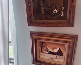 Signed H. Hargrove framed oil painting Appraised/ winter and farm scene