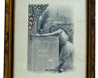 1898 USS Maine Sinking Memorial Print by Haring & Geyer - "Remember the Maine" Spanish-American War Era, List of Crew