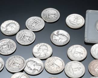 Lot of 70 Pre 1964 90% Silver Washington Quarters