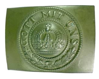WWI German M1915 Prussian Steel Belt Buckle & Leather Tab by Franke & Co.