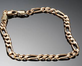 14k Gold Figaro Link Bracelet SZ:7