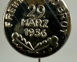 1936 German "Freedom and Bread" Election & Rhineland Referendum Tinnie