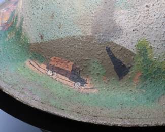 Exceptional WWI US M1917 Trench Art Helmet with Full Panoramic Battle Scene