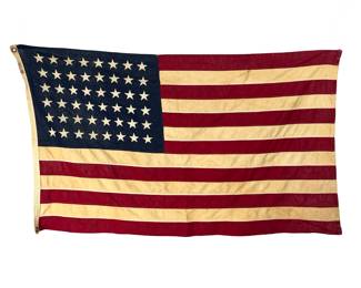 Vintage WWII 48-Star American Flag by Annin, 5'x3' Defiance Cotton Bunting, Sewn Stars c. 1944