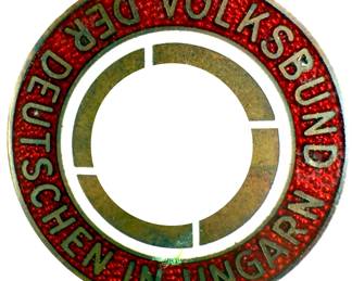 WWII German Volksbund der Deutschen in Ungarn (VDU) Badge - R.K. Maker Marked