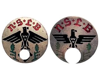 Lot of 2 German NSLB (Teachers League) Badges - Type 1 & Type 2 by Hoffstätter
