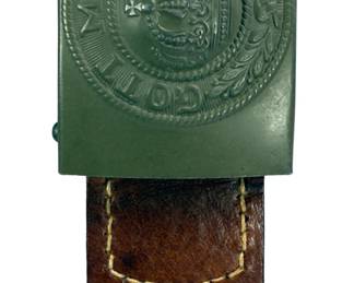 WWI German M1915 Prussian Steel Belt Buckle & Leather Tab by Franke & Co.